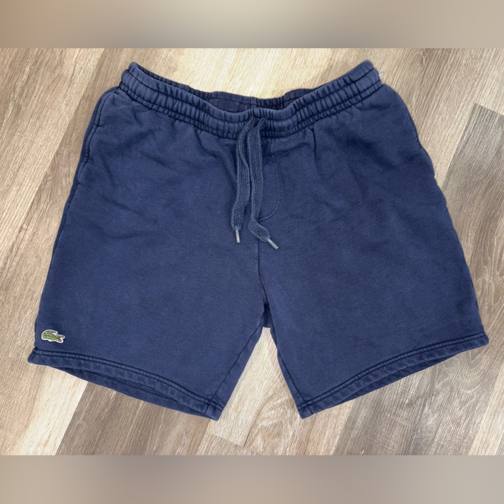Lacoste Fleece Sweat Shorts Mens Size 6 (XL) Navy Blue Casual Preppy Activewear